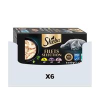 SHEBA Reti per gatti adulti con pollo, pesce dell'oceano e gamberetti, salmone e tonno in salsa, 36 vaschette (6 x 6 x 60 g)