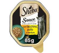 Sheba Sauce Collection Cibo Umido per Gatti in Salsa con Tacchino, Pollo e Verdure, 22 Vaschette da 85 g, Totale 1.870g