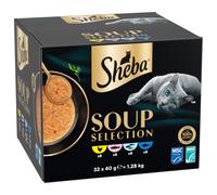 Sheba Soup Selection 32 x 40 g - Mix: Pollo, Tonno, Pesce marino e Salmone