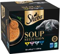 Sheba Soup Selection - Pollo, Salmone, Tonno, Pesce Bianco, 32 Buste - 1.280 g