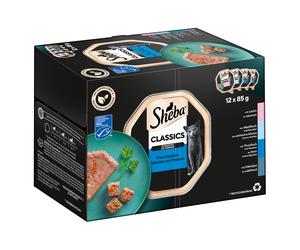 Sheba Vaschette 24 x 85 g Umido per gatto - Sauce Lover (Salmone, Tonno, Pollo, Anatra)