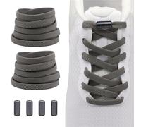 Shecret 2 Paia Elastici Lacci con Chiusura in Metallo, Lacci Senza Nodo No Tie Lacci, Durable Lacci Elastici per Bambini e Adulti, Adatto a Tutte Le Scarpe, per Scarpe Sportive, Grigio Chiaro