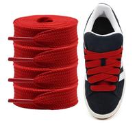 Shecret Fermacavi Spessi per Adidas Campus 00s, Confezione da 2 Paia Lacci Spessi Piatta e Larga da 15mm, Lacci di Ricambio per Scarpe da Ginnastica - Rosso