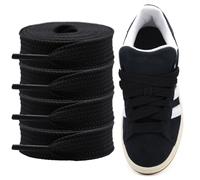 Shecret Fermacavi Spessi per Adidas Campus 00s, Confezione da 2 Paia Lacci Spessi Piatta e Larga da 15mm, Lacci di Ricambio per Scarpe da Ginnastica - Nero