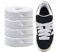 Shecret Fermacavi Spessi per Adidas Campus 00s, Confezione da 2 Paia Lacci Spessi Piatta e Larga da 15mm, Lacci di Ricambio per Scarpe da Ginnastica - Bianco