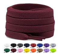 Shecret Lacci Scarpe, 2 Paia Lacci Piatti per Sneakers, Lacci e Stringhe Sportivi Piatti da 8mm Per Scarpe da Ginnastica, Corsa, Adulti, Bambini, Poliestere (Rosso vino, 120 cm - 2 Paar)