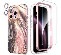 SHEDEER Cover per Iphone 16 Pro, Cover per Iphone 16 Pro Glitter Protezione Fotocamera & Vetro Temperato& Paraurti, Custodia per Iphone 16 Pro 360 Protezione,Aesthetic, Antiurto,Awesome Black