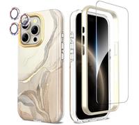 SHEDEER Cover per Iphone 16 Pro, Cover per Iphone 16 Pro Glitter Protezione Fotocamera & Vetro Temperato& Paraurti, Custodia per Iphone 16 Pro 360 Protezione,Aesthetic, Antiurto, Bianco Elegante