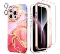 SHEDEER Cover per iPhone 16 Pro, Glitter Protezione Fotocamera & Vetro Temperato & Paraurti, Custodia 360 Protezione, Aesthetic, Antiurto Antigraffio, Rosa