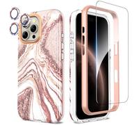 SHEDEER Cover per Iphone 16 Pro Max, Cover per Iphone 16 Pro Max Glitter Protezione Fotocamera & Vetro Temperato& Paraurti, Custodia per Iphone 16 Pro Max 360 Protezione, Aesthetic, Antiurto,Oro Rosa