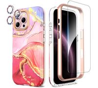 SHEDEER Cover per Iphone 16 Pro Max, Cover per Iphone 16 Pro Max Glitter Protezione Fotocamera & Vetro Temperato& Paraurti, Custodia per Iphone 16 Pro Max 360 Protezione, Aesthetic, Antiurto,Rosa