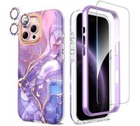 SHEDEER Cover per Iphone 16 Pro Max, Cover per Iphone 16 Pro Max Glitter Protezione Fotocamera&Vetro Temperato&Paraurti,Custodia per Iphone 16 Pro Max 360 Protezione,Aesthetic, Antiurto, Light Violet