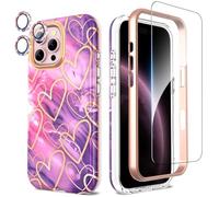 SHEDEER Cover per Iphone 16 Pro Max, Cover per Iphone 16 Pro Max Glitter Protezione Fotocamera & Vetro Temperato& Paraurti, Custodia per Iphone 16 Pro Max 360 Protezione, Aesthetic, Antiurto,Cuore