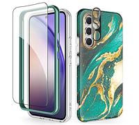 SHEDEER Cover per Samsung A54 5G con Vetro Temperato & Paraurti + Protezione Fotocamera, Custodia Galaxy A54 5G TPU Antiurto 360 Protezione Antigraffio Aesthetic Brillante Cover A54 5G, Verde