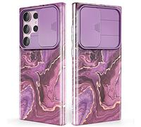 SHEDEER Cover per Samsung S23 Ultra con Slidable Protezione Fotocamera, Cover per S23 Ultra 360 Militare Protezione, Aesthetic, Brillante, Antiurto Antigraffio, Viola