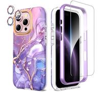 SHEDEER Custodia per iPhone 16 Pro con protezione per fotocamera + pellicola protettiva + paraurti, custodia per iPhone 16 Pro lucida lucida elegante, TPU antiurto a 360 gradi custodia protettiva per