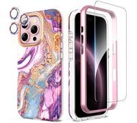 SHEDEER Custodia per iPhone 16 Pro con protezione per fotocamera + pellicola protettiva + paraurti, custodia per iPhone 16 Pro lucida lucida elegante, TPU antiurto a 360 gradi custodia protettiva per