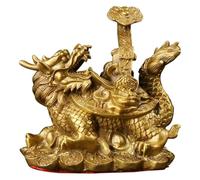 SHEDIE Tartaruga Drago in Ottone con Ornamento di ricchezza e prosperità della Scultura RU Yi(L)