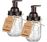 SheeChung Mason Jar - Dispenser di sapone in schiuma - Coperchio in acciaio inox antiruggine e pompa per sapone in schiuma, miglior dispenser di sapone in schiuma per bagno o lavello della cucina,