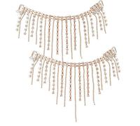 Sheens 2 Pezzi Strass Catena Nappa, Catena Strass Assetto Sposa Frange Cristallo Chiaro Applique Strass Choker Fai da Te Tacchi Alti Fibbie Decor