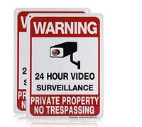 Sheenwang 2-Pack Private Property No Trespassing Sign, video surveillance signs outdoor, UV Printed .040 Mil Rust Free Aluminum 10 x 7 in, Security camera sign for home, Business, Driveway Alert, CCTV
