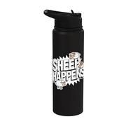 Sheep Happens, pecora divertente Stainless Steel Insulated Water Bottle
