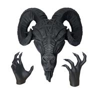 Sheep Head Wall Sculpture - Fantasy Gothic Animal Head Wall Mount, Decorative Walls Art, Dark Fantasy Animal Heads Decor for Living Room, Bedroom, Office, Rustic Vintage Farmhouse Ornament
