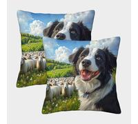 Sheep Herding Dog-Rural Pastoral Scene Federe Cuscini Per Divano Decorative Fodere Per Cuscini Set 2 Pezzi Moderni Da Letto Divano 40x40cm