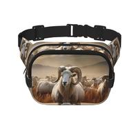 Sheep in the Grasslands Fitness borsa a tracolla da viaggio alla moda e casual, marsupio quadrato a doppio strato, nero, taglia unica, Nero, One Size