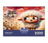 Sheep Wolf Daisy 1000 Pezzi Puzzle Classico Cute Wild Pair Puzzle Per Adulti Cartone Riciclato - Sfida Educativa, Gioco in Casa, Regalo Geniale Per I Principianti 38x26cm/1000pcs
