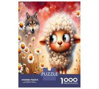 Sheep Wolf Daisy 1000 Pezzi Puzzle Cute Wild Pair Puzzle Classico Cartone Riciclato - Hit Delle Famiglie, Attività Festive, Regalo Anniversario E Tempo Libero Indoor 52x38cm/1000pcs