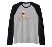 Sheepadoodle Dog Heartbeat ECG I Miei Cani Sono Il Mio Cardio Maglia con Maniche Raglan