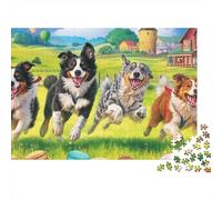 Sheepdog 1000 Pezzi Puzzle Divertente Decorazione Per La Casa Dogs Running on Farm Puzzle Sfide Divertenti Per Bambini E Adulti 70x50cm/1000pcs