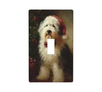 Sheepdog Dressed As Santa Claus - Copertura decorativa per interruttore della luce, 1 banda, per cucina, fattoria, camera da letto, bagno, decorazione artistica