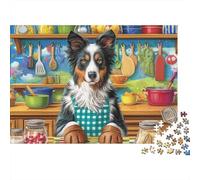 Sheepdog Puzzle Da 1000 Pezzi Aussie Chef in Cartone Spessore Per Appassionati Tempo Libero Decorare Casa Interlocking Set Completo 52x38cm/1000pcs