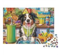 Sheepdog Puzzle Da 1000 Pezzi Collie Kitchen in Cartone Spessore Per Famiglia Passare Il Tempo Decorazione Set Completo Non Deformabile 70x50cm/1000pcs