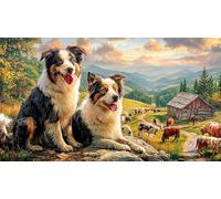 Sheepdogs-in-Pastoral-Scene Puzzle per adulti e bambini 1000 pezzi Gioco stimolante Regalo divertente & Attività in casa Carta riciclata per relax e decorazione murale 38x26/1000 pezzi