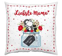 Sheepworld 45615 - Cuscino in cotone Liebste Mama, reversibile, 40 x 40 cm, colore: Rosso