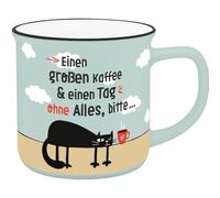 Sheepworld Becher in Emailloptik Einen großen Kaffee & einen Tag ohne Alles, bitte...