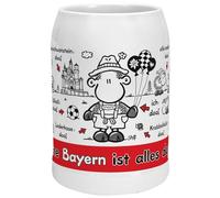 Sheepworld Brocca con scritta Ohne Bayern ist alles doof | Boccale da birra in gres porcellanato, 60 cl, regalo divertente | 61557