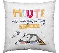 Sheepworld Cuscino con motivo oggi, in cotone, 30 cm x 30 cm, piccolo, cuscino con scritta, regalo, compleanno, amicizia, 48194