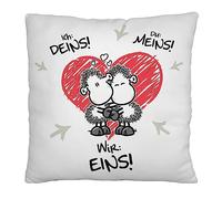 Sheepworld Cuscino di peluche con motivo Noi uno | Cuscino decorativo, 25 cm x 25 cm, 100% poliestere, regalo, San Valentino, articolo decorativo | 48182