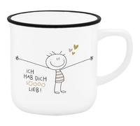 Sheepworld H:PPY life 74754 - Tazza da caffè con scritta Hab dich so lieb | Mini tazza in porcellana, 10 cl, con nastro regalo, regalo per amici, compleanno