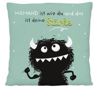 Sheepworld H:PPY Life Cuscino di peluche Monster Stark | Cuscino decorativo, 25 cm x 25 cm, 100% poliestere, regalo, amici, articolo decorativo | 74735