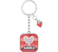 Sheepworld Portachiavi con motivo Il più bello | Ciondolo con anello portachiavi quadrato con piccolo ciondolo a forma di cuore, 9 cm | 73793, multicolore, 9 cm, Motivo Das Schönste