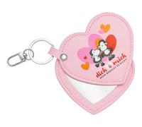Sheepworld Portachiavi con specchio e motivo | Ciondolo con moschettone e specchio tascabile a forma di cuore in ecopelle | Regalo Amore, San Valentino, Motivo Te, Einheitsgröße, Motivo "Dich"