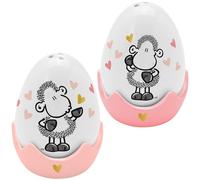 Sheepworld Set di 4 tazze per uova con motivo di cuori, composto da saliera e pepe a forma di uovo e 2 portauova, confezione regalo, decorazione pasquale | 48581