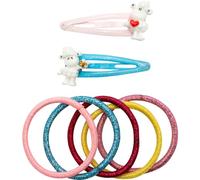 Sheepworld Set di accessori per capelli con motivo "pecora" | Set regalo con 2 fermagli per capelli glitter e 5 elastici per capelli | Regalo di compleanno per bambini, sacchetto della scuola, ragazza