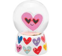 Sheepworld Sfera da sogno con motivo a cuori, cubi di neve da scuotere, design a forma di cuore sulla base, altezza 6,5 cm, vetro, poliresina, regalo di compleanno, articolo decorativo | 74868