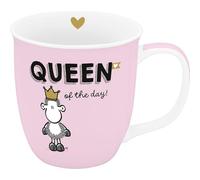 Sheepworld Tazza Queen of the day, piccola tazza da caffè con scritta, porcellana, 32 cl, regalo per lei, fidanzata, sorella, collega, 74725